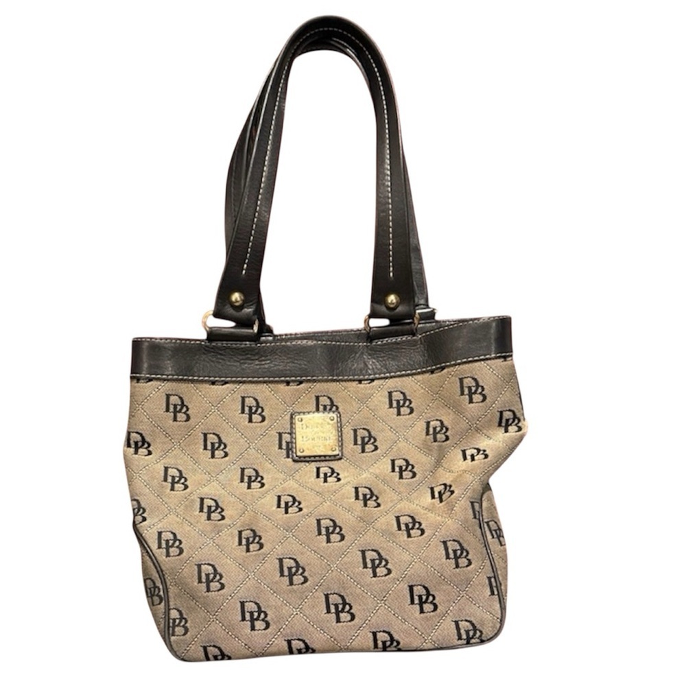Dooney & bourke Women's Tan and Black Tote Bag handbag designer purse leather